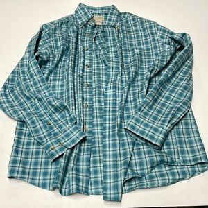 LL Bean Traditional Fit Button Down, Green/White (Medium)